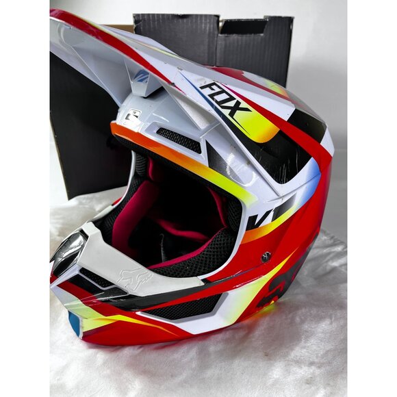 Fox Youth V1 Motocross Helmet Red White YM Box & Dust Bag Included Super Conditi - Picture 10 of 10
